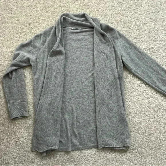 InCashmere Drape Front Open Cardigan Gray Women’s Size Large $219 100% Cashmere - Picture 14 of 16